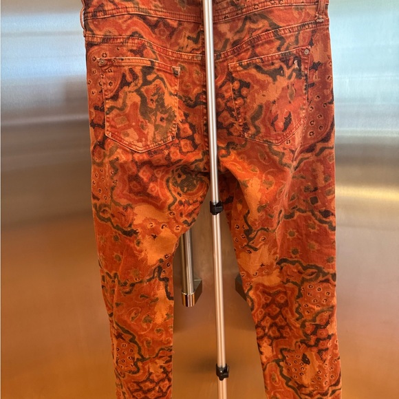 Anthrpologie Pilcro Orange Distressed & Patterned Straight Leg Pants - Picture 10 of 12